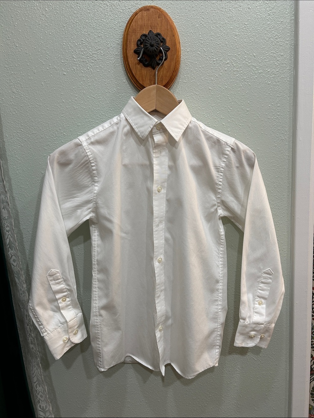 Nordstrom White Long-Sleeve Button-Down Youth Oxford 100% Supima Cotton